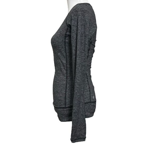 Lululemon Race Your Pace Long Sleeve Shirt In Wee Stripe Heathered Black Size 4 - Picture 5 of 10